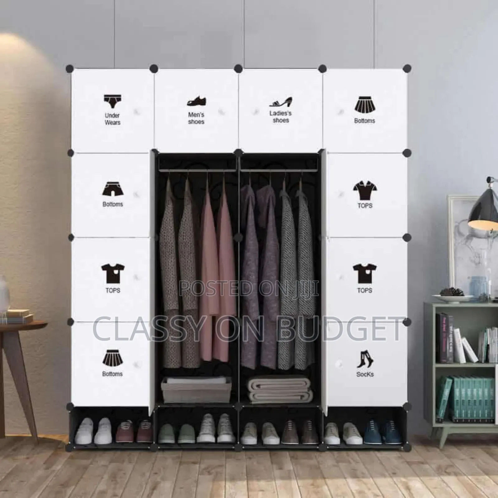 16 Cubes Plastic Wardrobe With Shoe Rack
