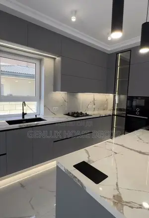 Luxury Kitchen Cabinets With Marble-Top Island