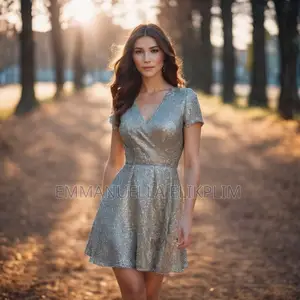 Deep v-Neck Silver Glitter Sequin Mini Dress