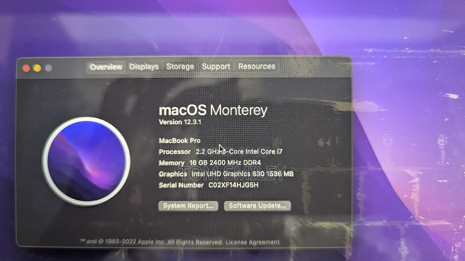 Laptop Apple MacBook Pro 2018 16GB Intel Core I7 SSD 256GB