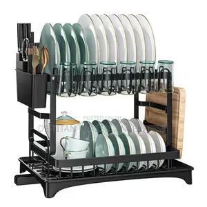 Dish Drainer 2 Tier Large Dish Drying Rack Cookware