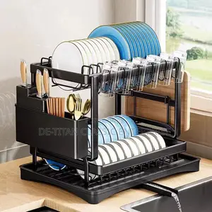 Dish Drainer 2 Tier Large Dish Drying Rack Cookware