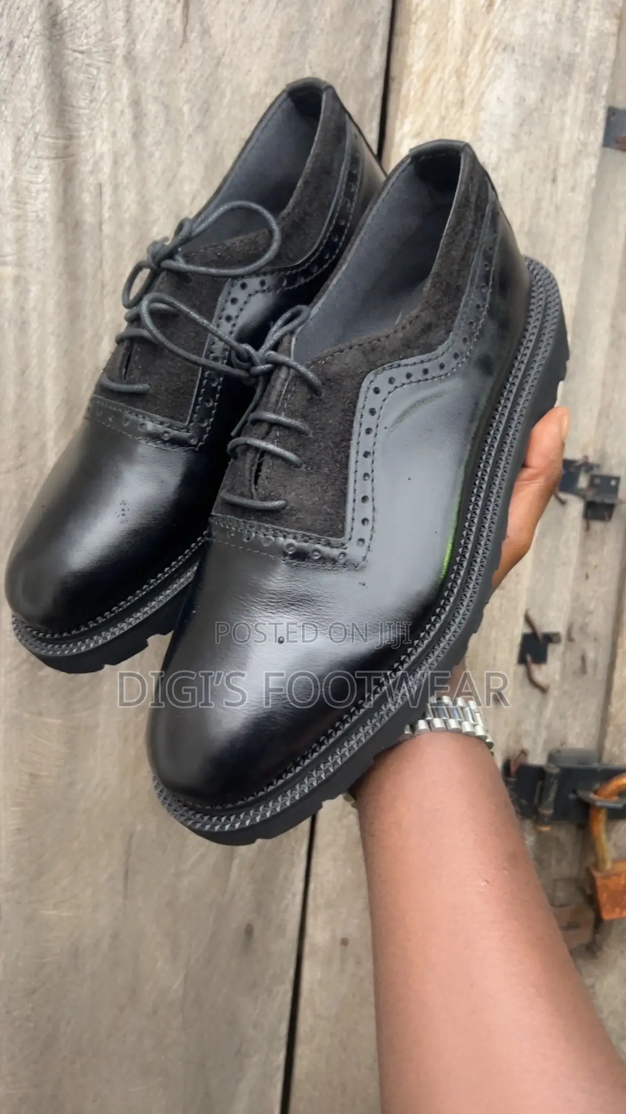 Black High Quality Leather Platform Shoe