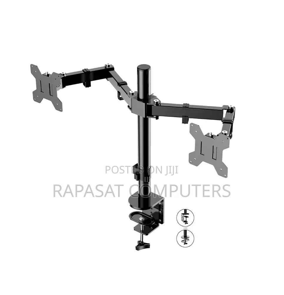 Dual Monitor Stand With 2 Arms, Adjustable Desk Mount