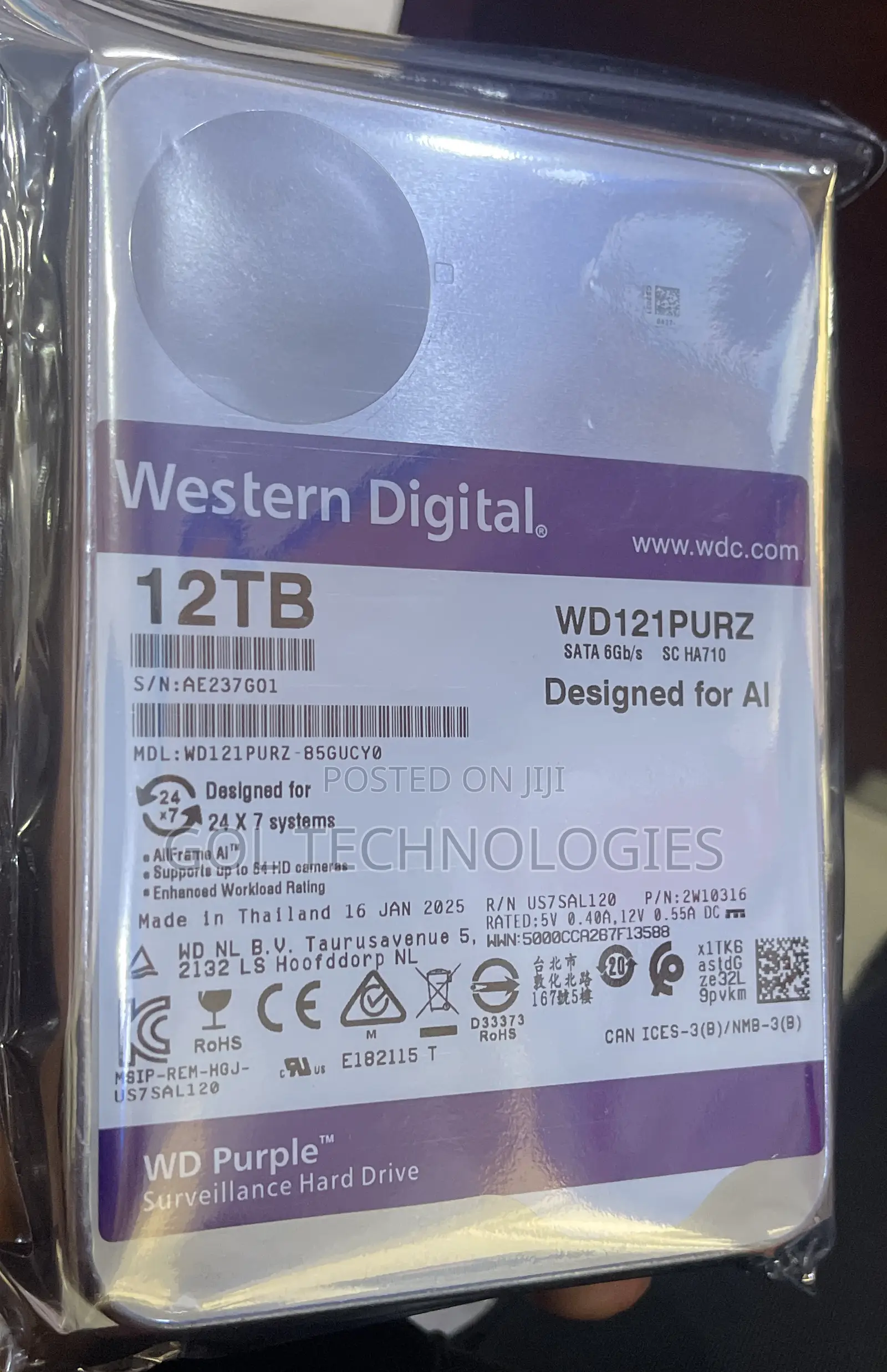 12 Tb Surveillance HDD for CCTV Western Digital Purple