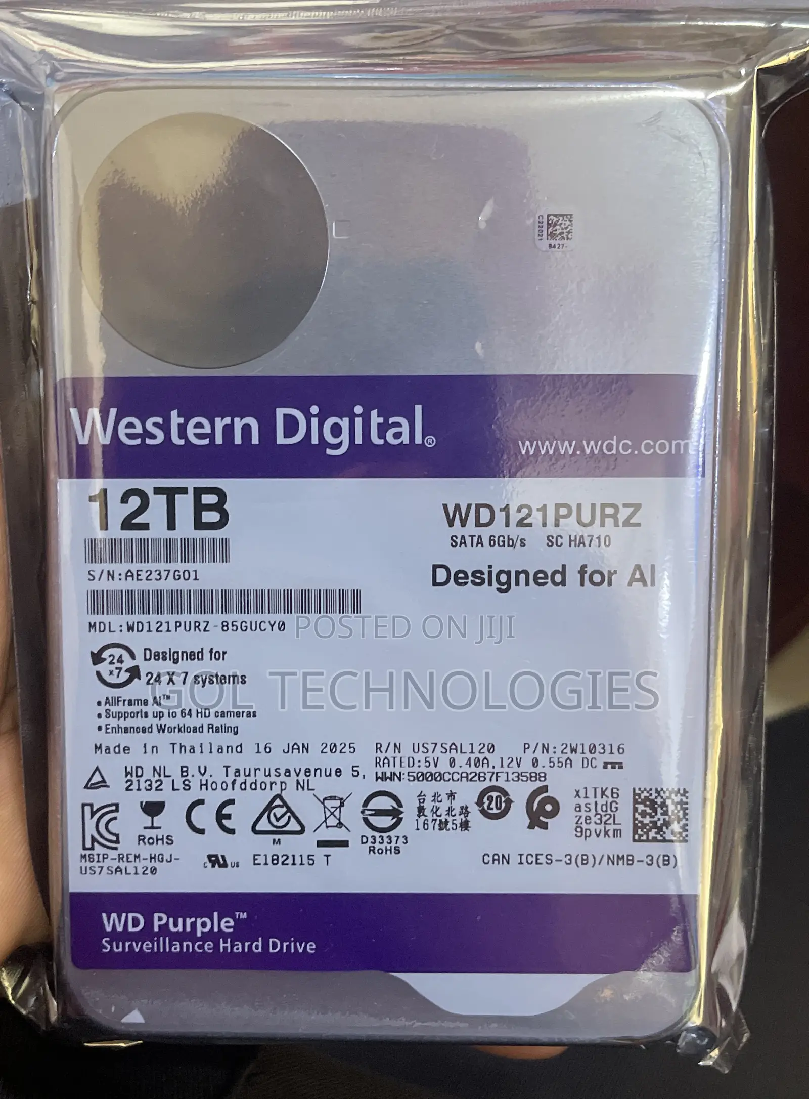 12 Tb Surveillance HDD for CCTV Western Digital Purple