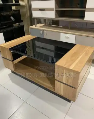 Black Glass Center Table on Wood Design