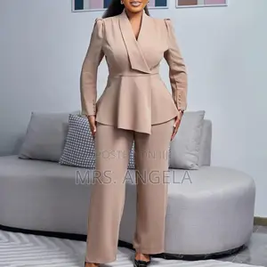 Beige Office Suit With Matching Beige Palazo Trousers