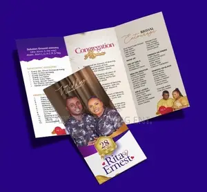 3 Fold Brochure Wedding Program Printing