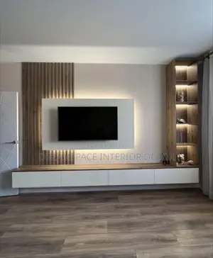 Luxury Floating Tv Console With Led Lighting Stone Finish
