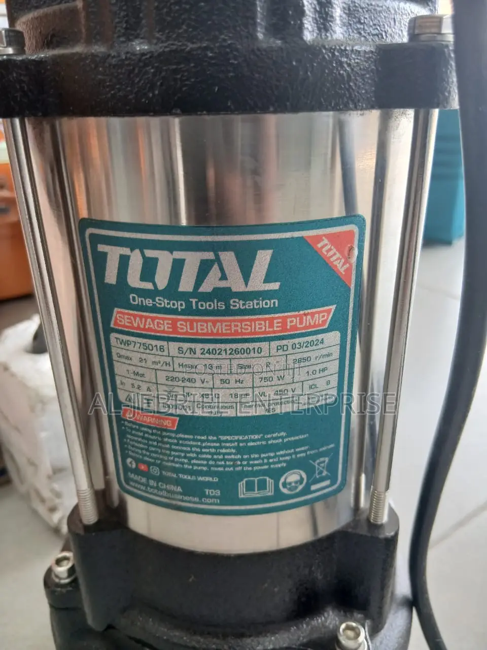 Total 1.0 Submersible Sewage Water Pump
