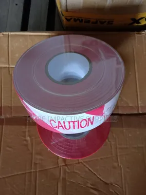 Caution Tape - Red & White - With Caution Label Inside.