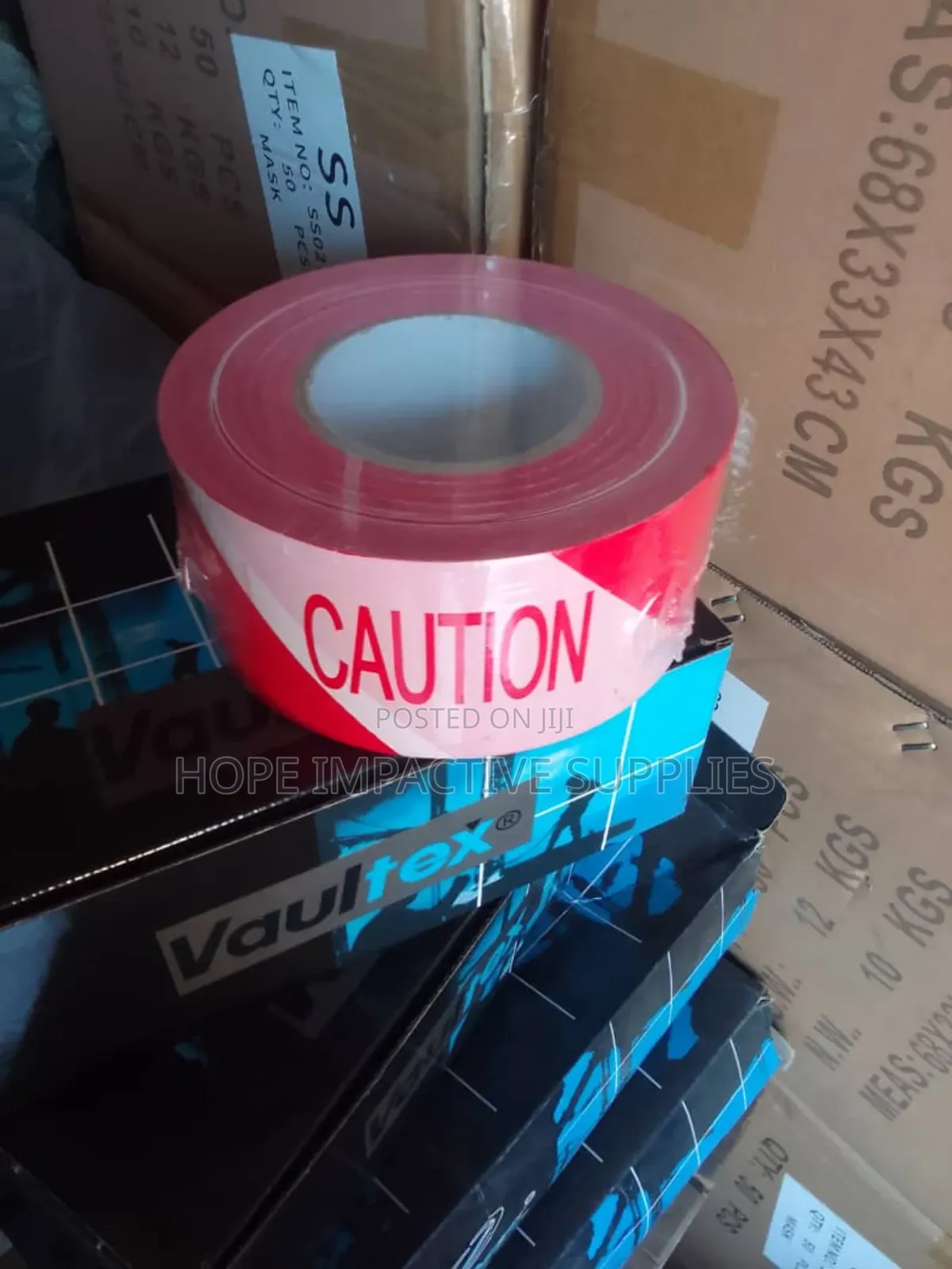 Caution Tape - Red & White - With Caution Label Inside.