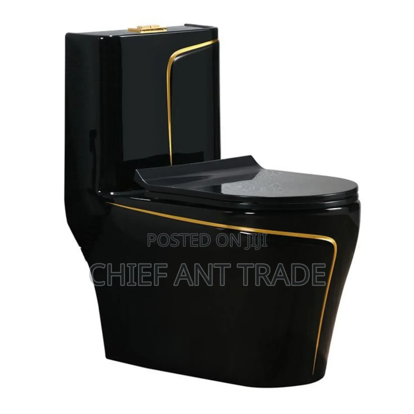 Black Wc Toilet Seat With Gold Gilt W652s