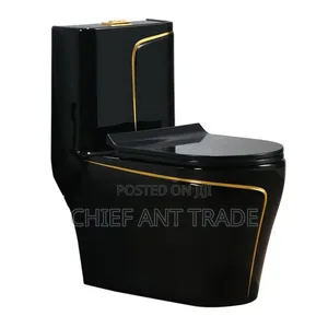 Black Wc Toilet Seat With Gold Gilt W652s
