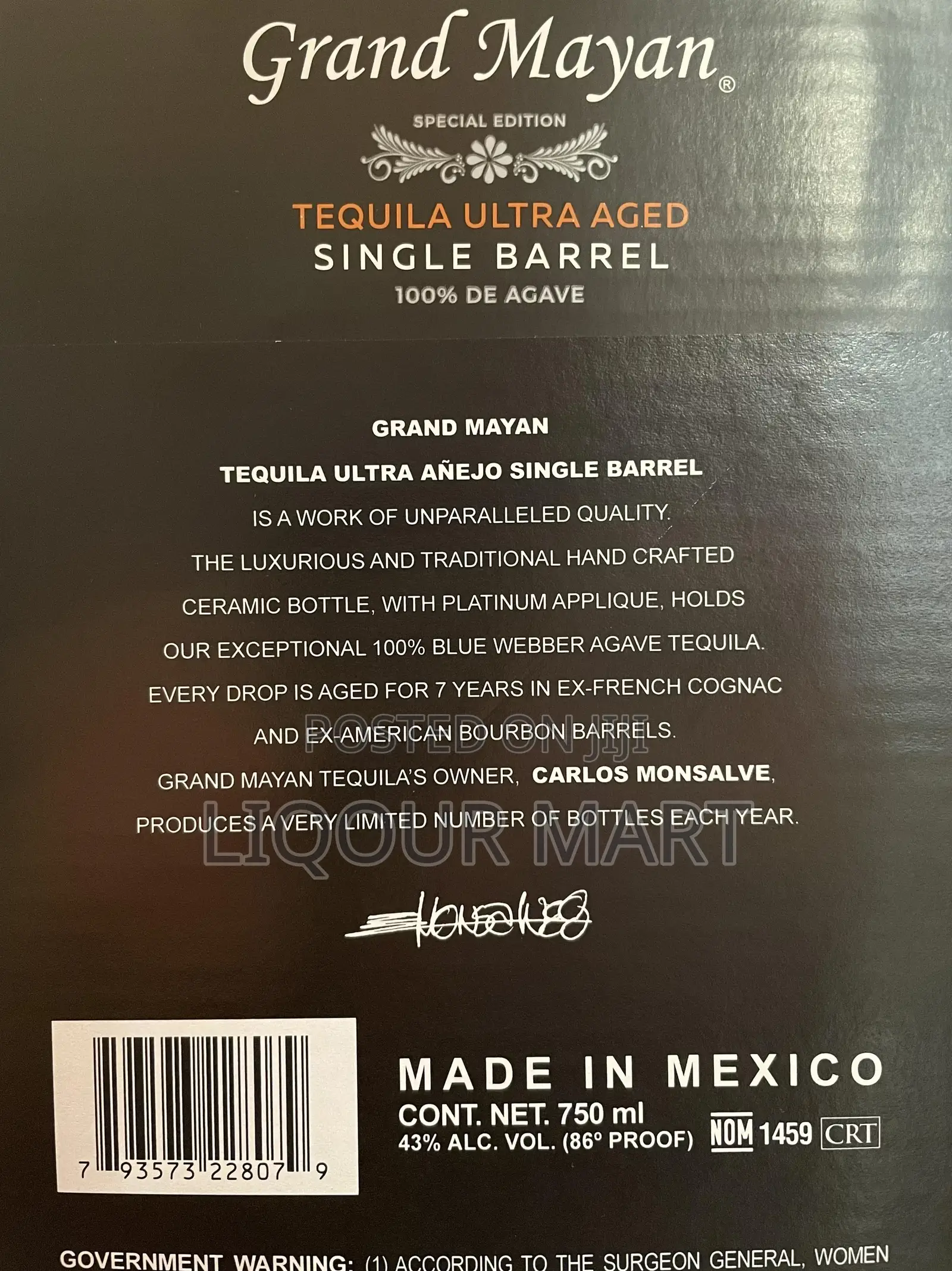 Grand Mayan Single Barrel Ultra Aged Tequila,750ml