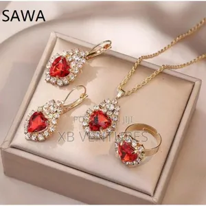 3pcs/Set Teardrop-Shaped Necklace Earrings Ring Set