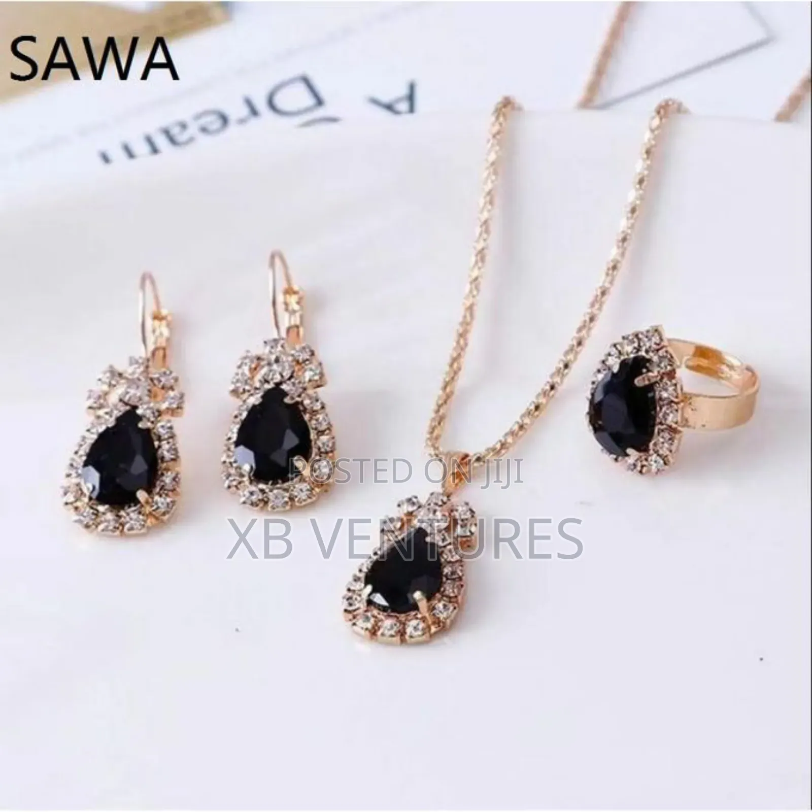3pcs/Set Teardrop-Shaped Necklace Earrings Ring Set