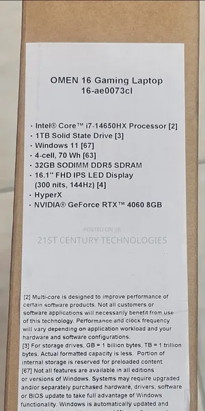 New Laptop HP Omen 16 32GB Intel Core i7 SSD 1T