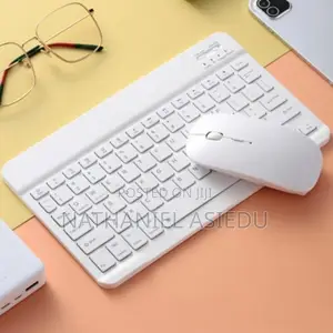 Mini Wireless Azerty Keyboard and Optical Mouse Set in White
