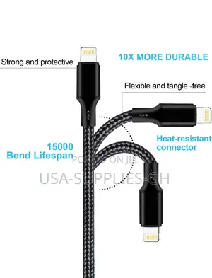Mfi Certified 6ft Usb-C to Lightning Braided Cable - From Usa