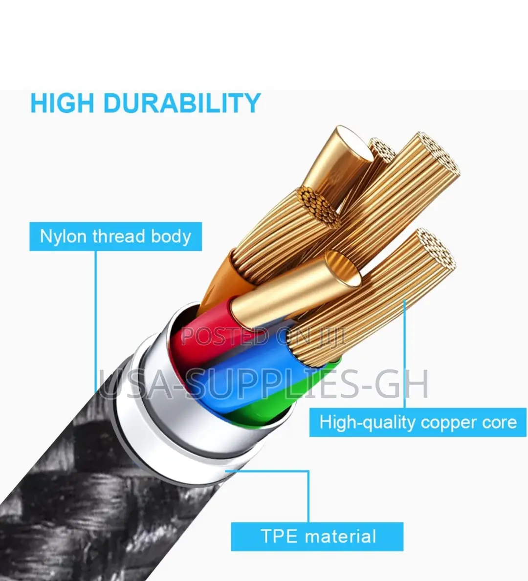Mfi Certified 6ft Usb-C to Lightning Braided Cable - From Usa