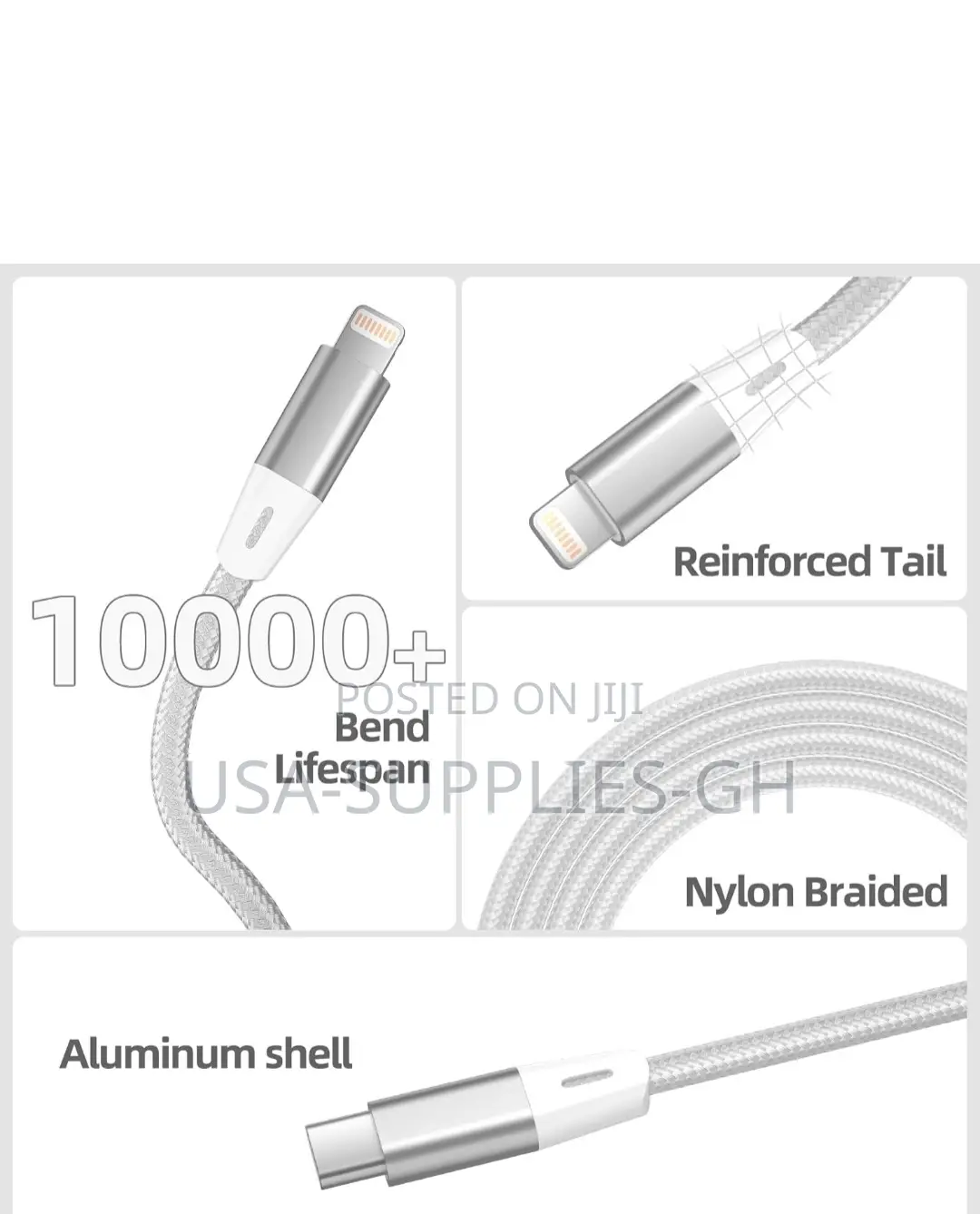 Mfi Certified 6ft Usb-C to Lightning Braided Cable - From Usa