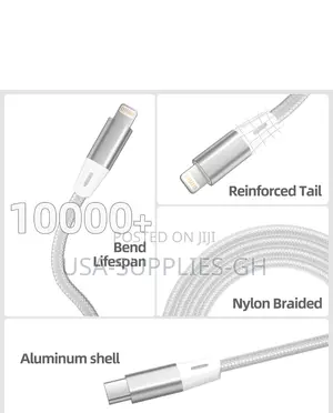 Mfi Certified 6ft Usb-C to Lightning Braided Cable - From Usa