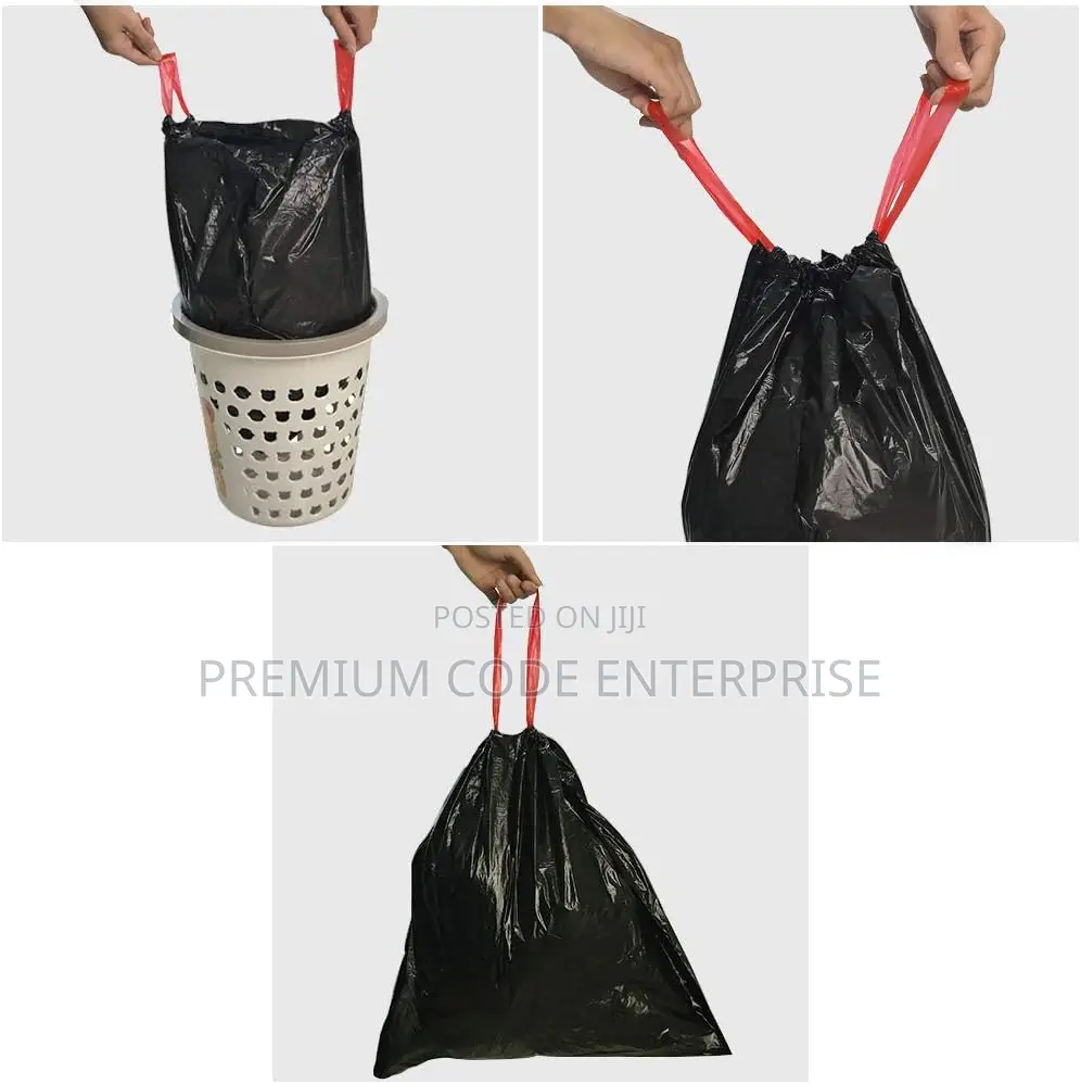 100l Black Trash Bin Liner Bags With Handle – 120pcs
