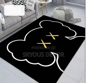 3d Carpet With Mickey Design With a Black and White Cross