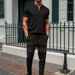 Short Sleeve Zip-Neck Lounge Set