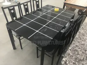 Dining Sets 6 Seater (Black Grid )