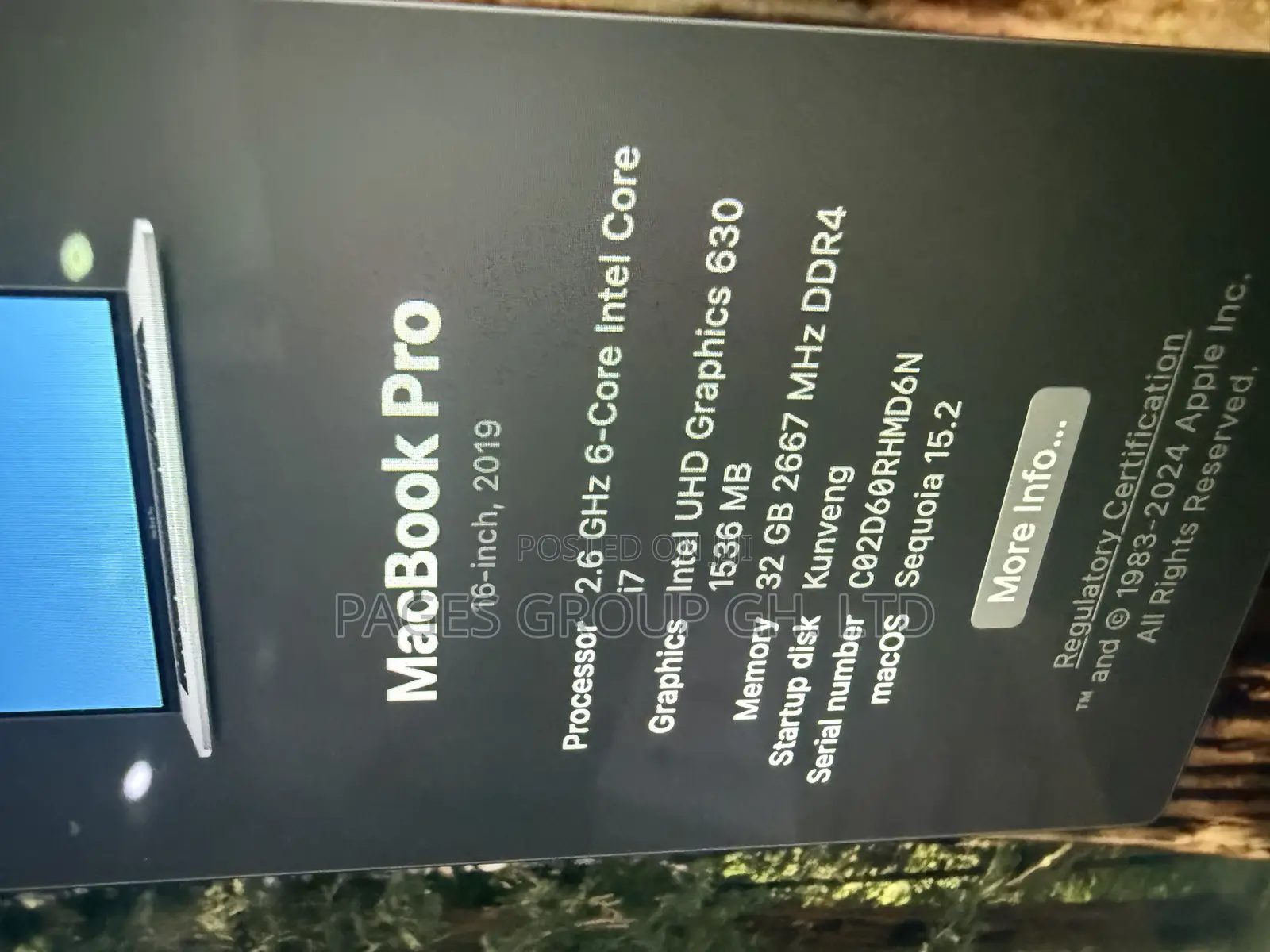Laptop Apple MacBook Pro 2019 32GB Intel Core i7 SSD 512GB