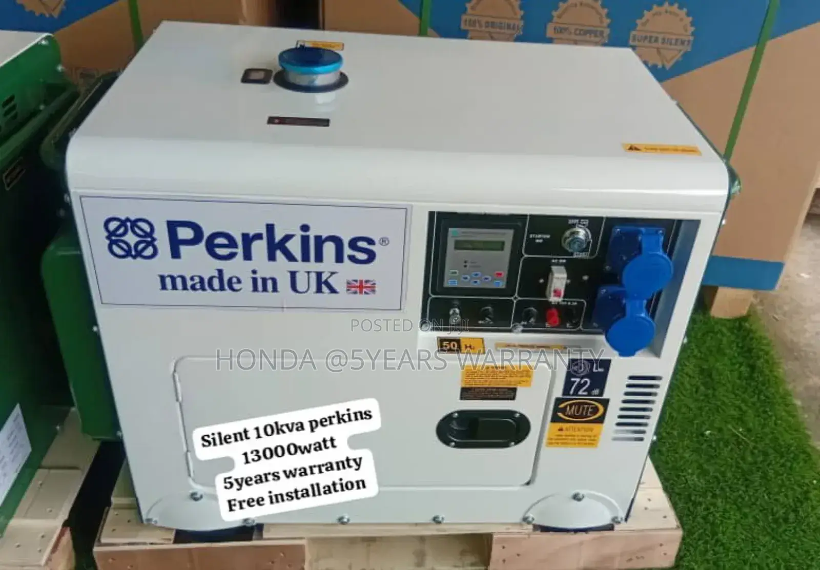White and Green Perkins Generator 10kva 13000watt Diesel