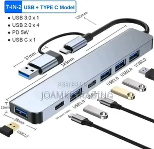 7 In 2 Usb C Hub 3.0 Splitter 4 Laptop, Phone, iPad.