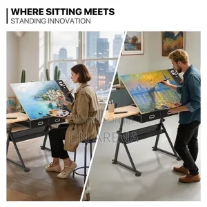 Drafting Table With Slide-Out Tabletop and Drawer