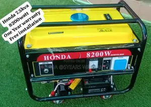 Yellow and Black Honda 7.5kva Petrol 8200watt Honda 7.5kva