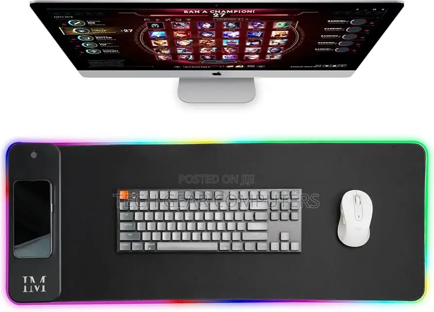 Gim Wireless Charging RGB Gaming Mouse Pad 15w, Led Mouse