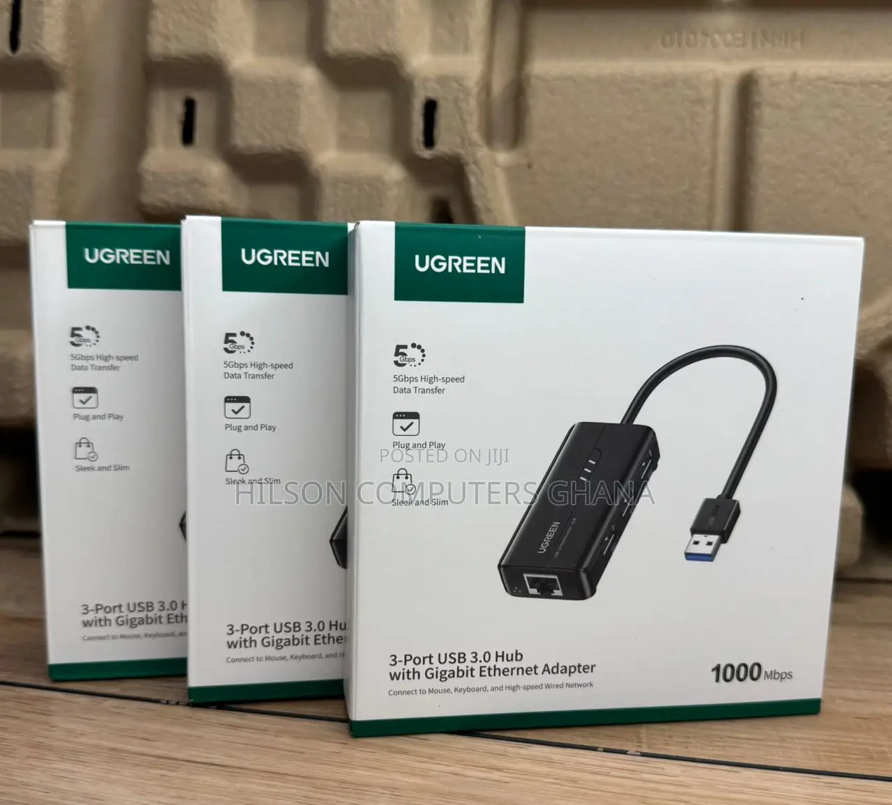 Ugreen Usb Hub With 3.0 Gigabit Ethernet Adapter - 20265