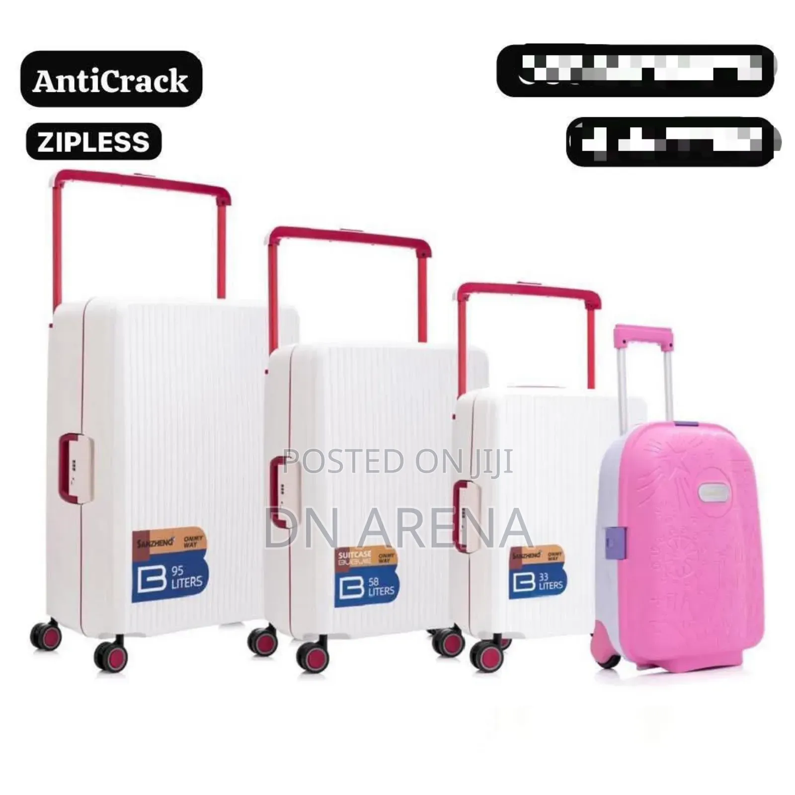 Zipless Anti Crack Travel Luggage Suitcase Bag 4 in 1