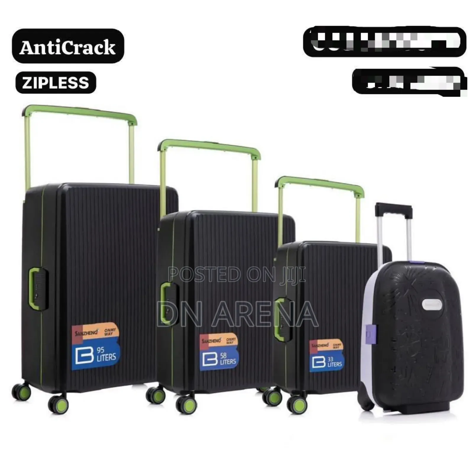 Zipless Anti Crack Travel Luggage Suitcase Bag 4 in 1