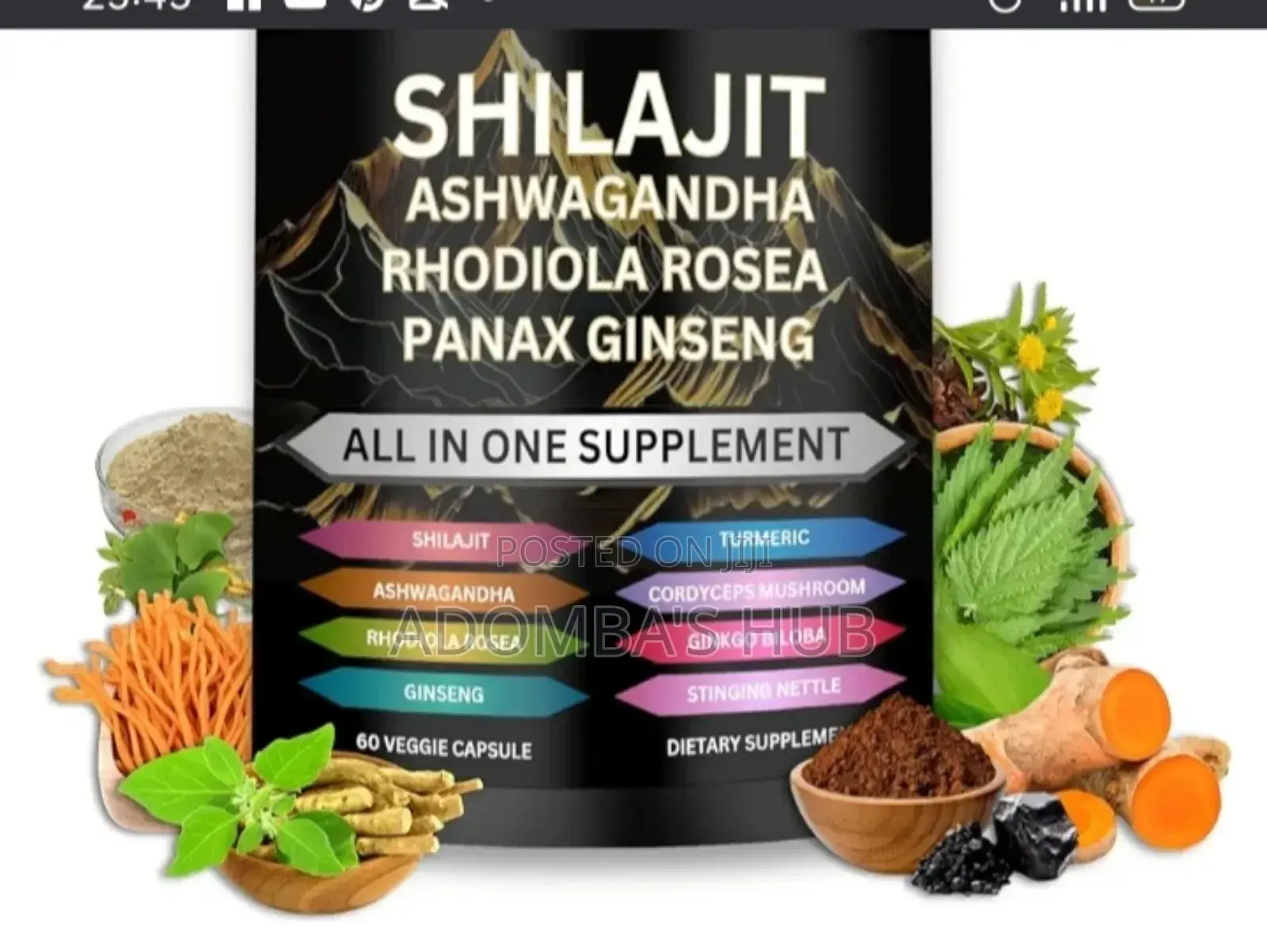 Shilajit Ashwagandha Rhodiola Rosea Panax Ginseng