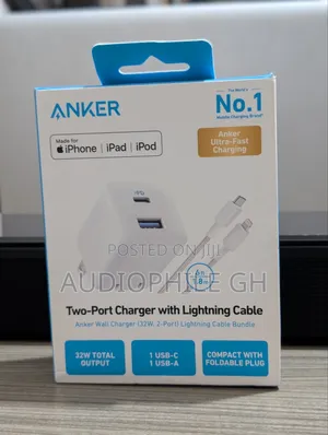 Anker 2-port 32w Wall Charger With Lightning To Usb-c Cable