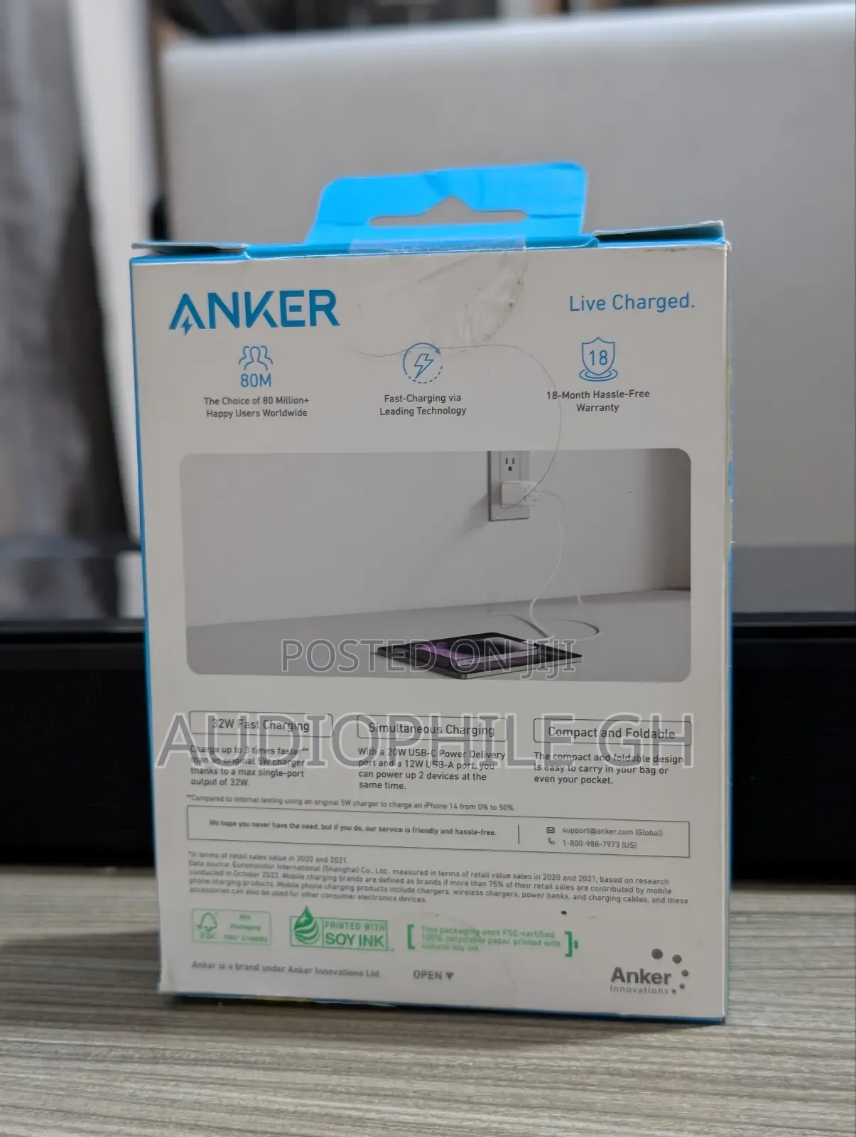 Anker 2-port 32w Wall Charger With Lightning To Usb-c Cable