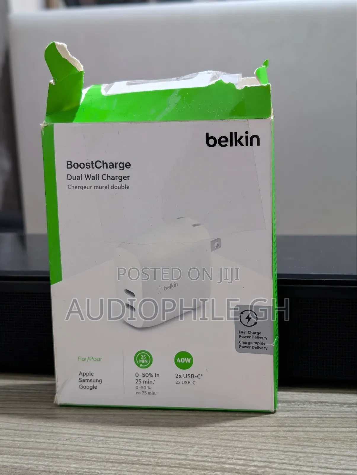 Belkin Boostcharge Dual Usb-c Pd Wall Charger 40w