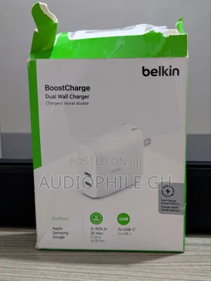 Belkin Boostcharge Dual Usb-c Pd Wall Charger 40w