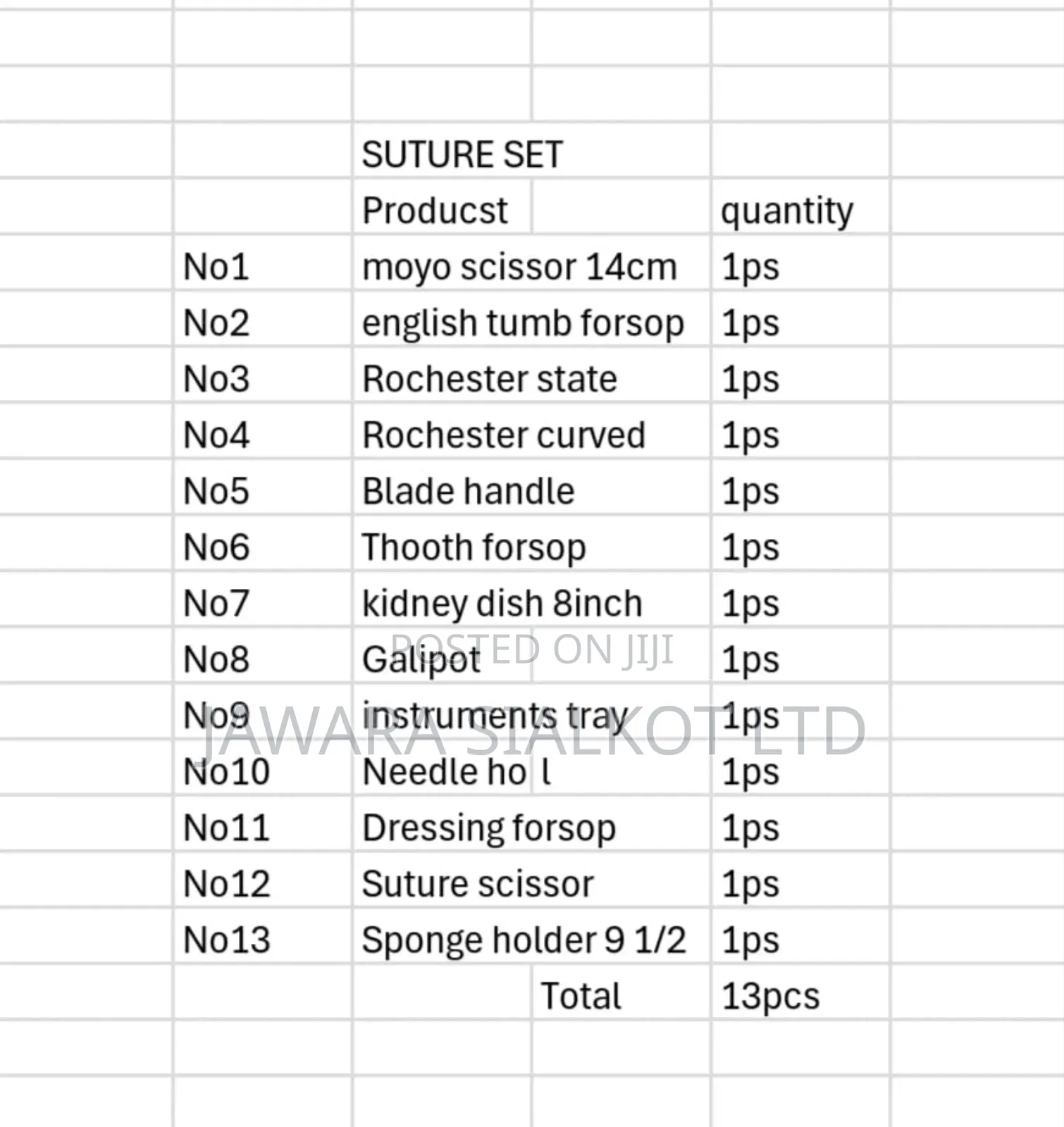 Suture Set 13 Pieces