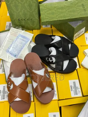 Gucci Slide Sandal Crossed Leather Slippers