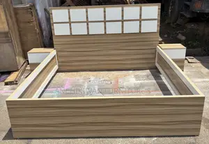 Queensize Foreign Chipboard Bed With 2 Drawers