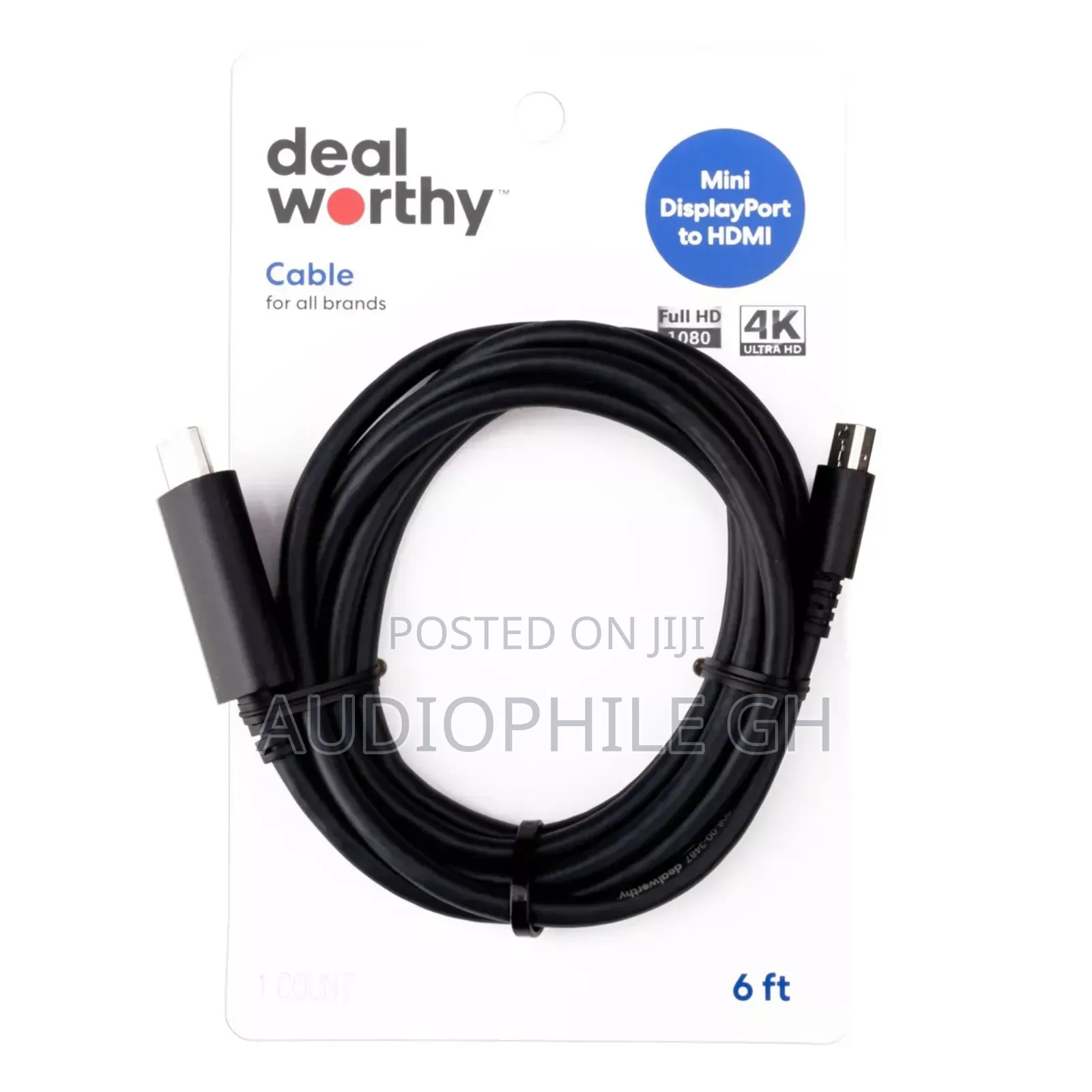 Dealworthy 6 Ft Mini Display Port to Hdmi Cable